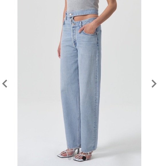 AGOLDE Broken Waistband Jean Organic Cotton Sideline Light Blue Wash 28 - Picture 3 of 9